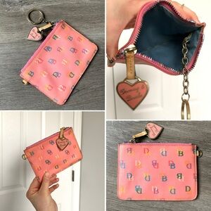 DOONEY & BOURKE✨Vintage Pink Monogram Zip Up Keychain Card Case